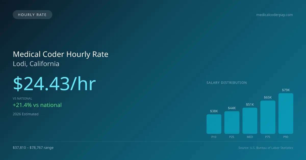 Medical Coder Hourly Rate in Lodi, CA — 2026 est., based on 2025 BLS
