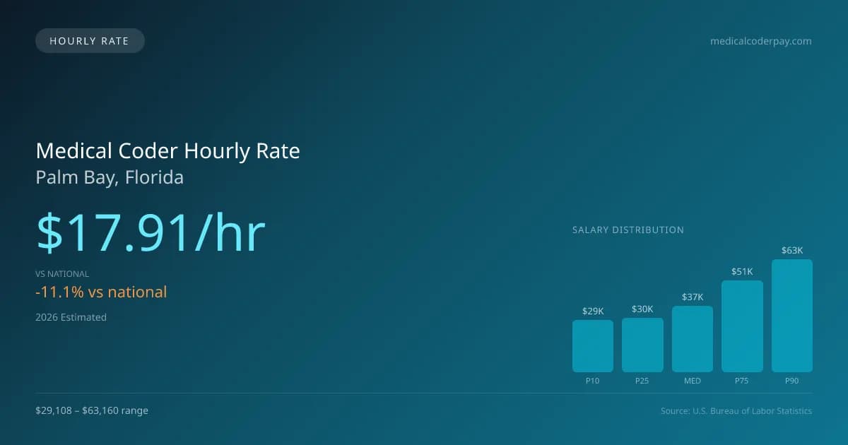Medical Coder Hourly Rate in Palm Bay, FL — 2026 est., based on 2025 BLS