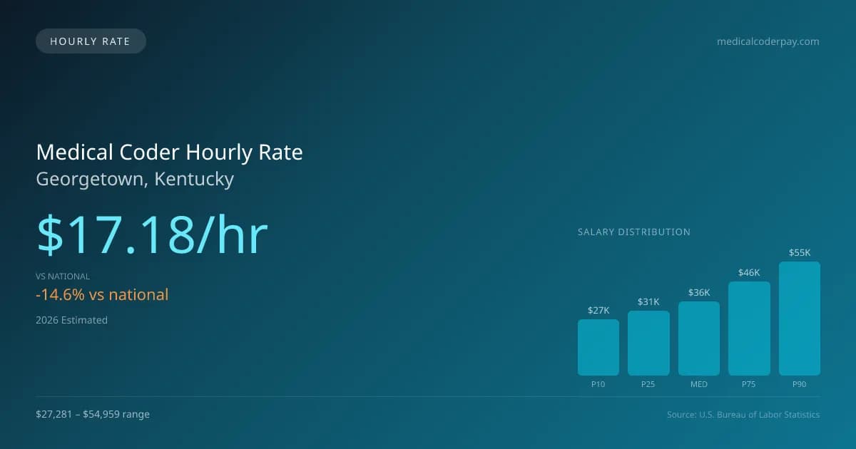 Medical Coder Hourly Rate in Georgetown, KY — 2026 est., based on 2025 BLS
