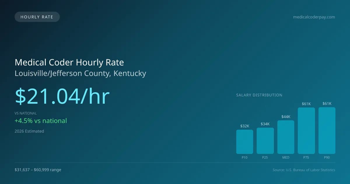 Medical Coder Hourly Rate in Louisville/Jefferson County, KY — 2026 est., based on 2025 BLS
