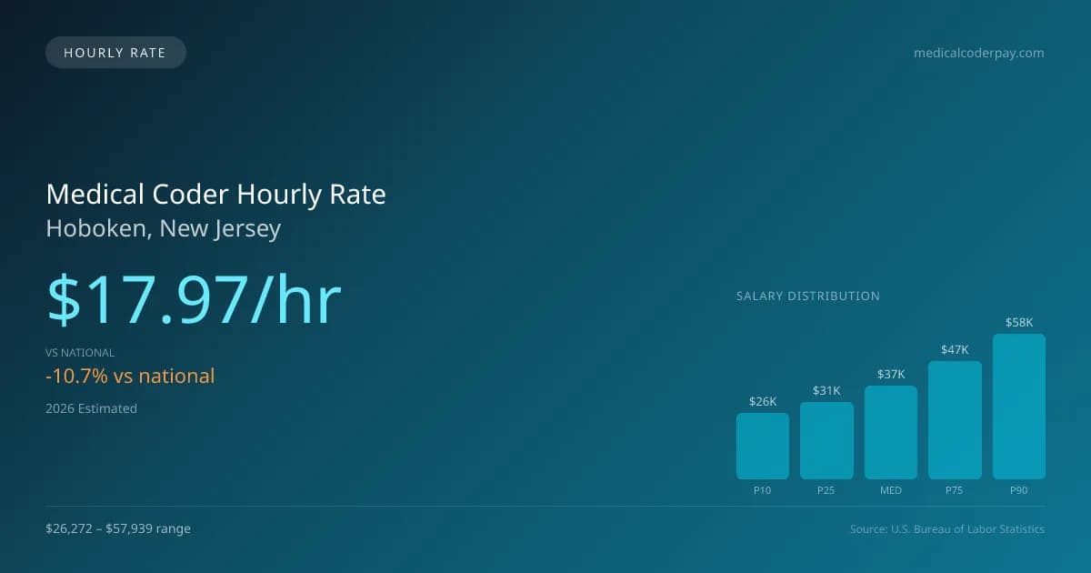 Medical Coder Hourly Rate in Hoboken, NJ — 2026 est., based on 2025 BLS