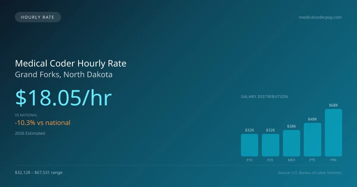 Medical Coder Hourly Rate in Grand Forks, ND — 2026 est., based on 2025 BLS
