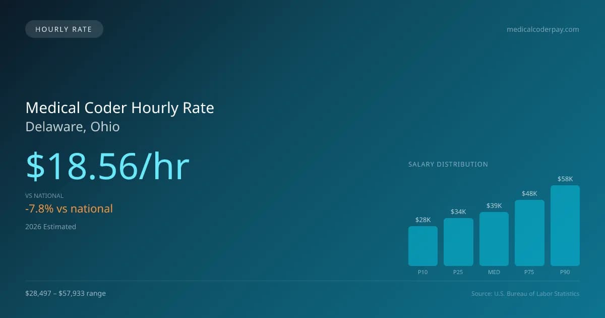 Medical Coder Hourly Rate in Delaware, OH — 2026 est., based on 2025 BLS