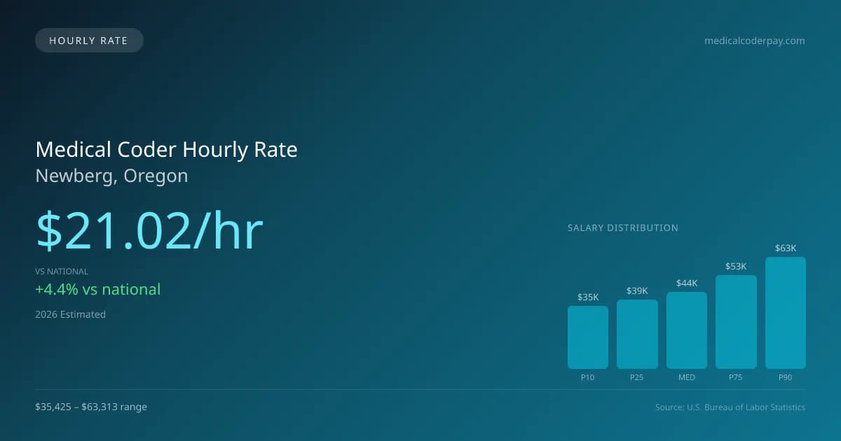 Medical Coder Hourly Rate in Newberg, OR — 2026 est., based on 2025 BLS