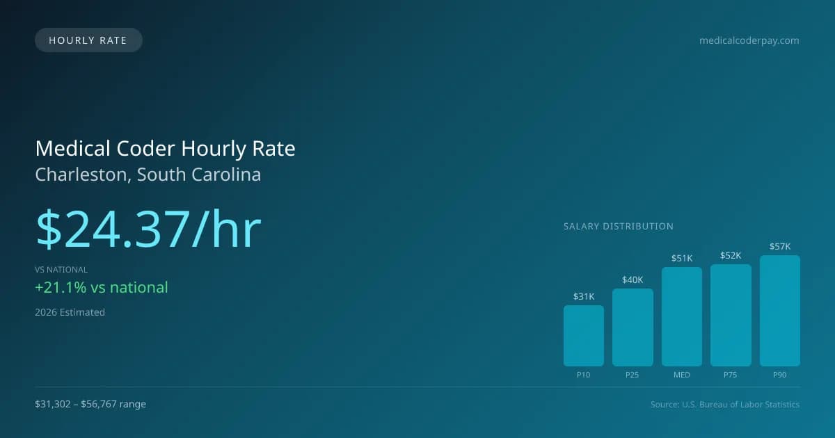 Medical Coder Hourly Rate in Charleston, SC — 2026 est., based on 2025 BLS