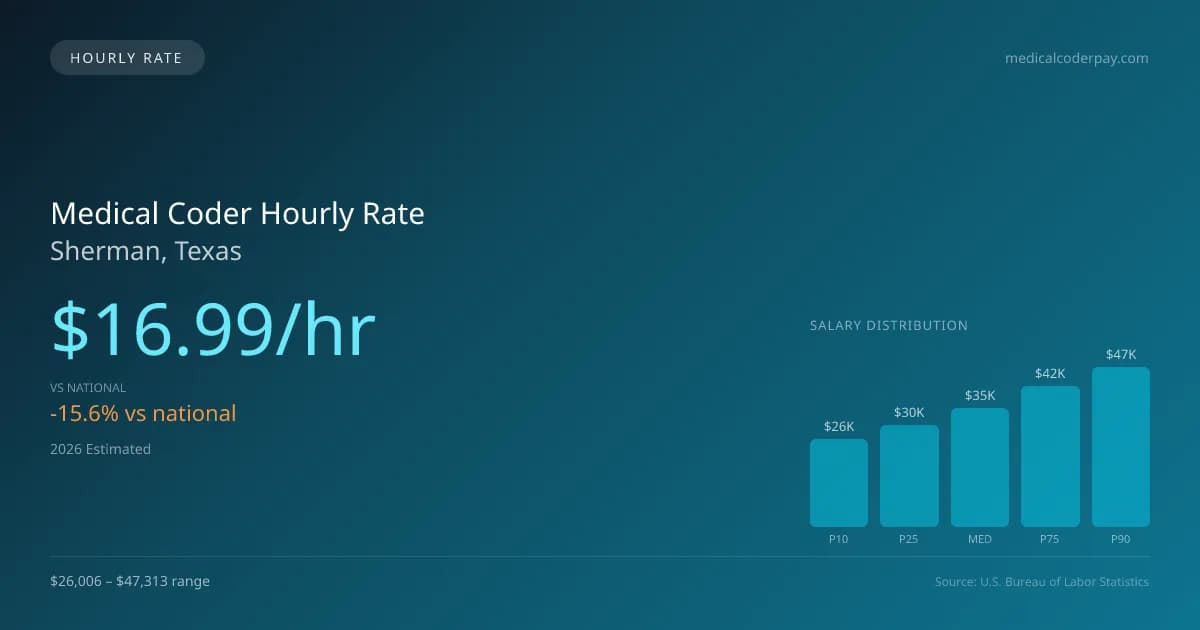 Medical Coder Hourly Rate in Sherman, TX — 2026 est., based on 2025 BLS