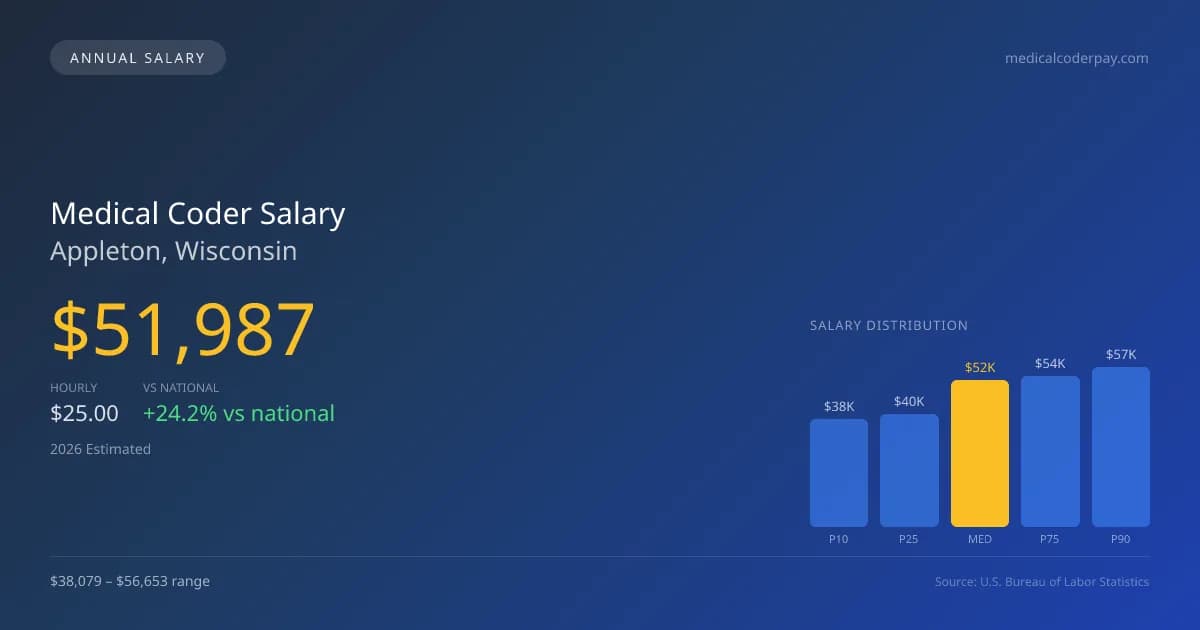 Medical Coder Salary in Appleton, WI — 2026 est., based on 2025 BLS