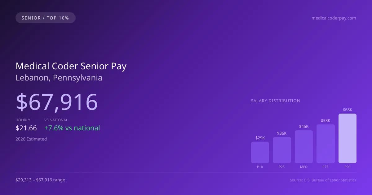 Medical Coder Senior Salary in Lebanon, PA — 2026 est., based on 2025 BLS