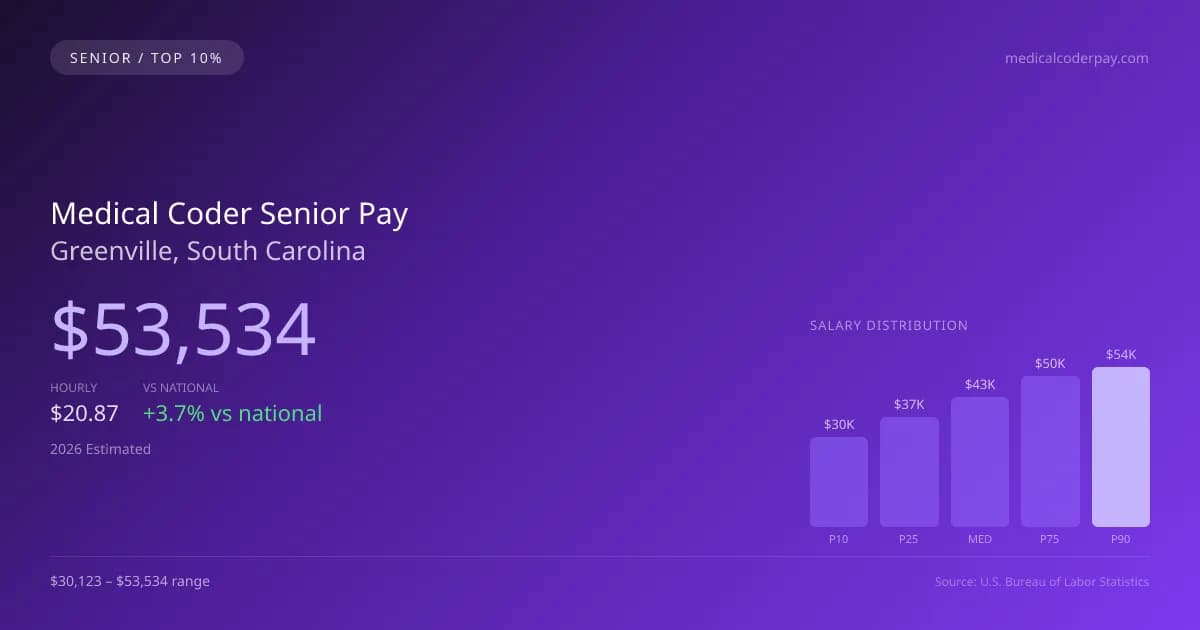 Medical Coder Senior Salary in Greenville, SC — 2026 est., based on 2025 BLS