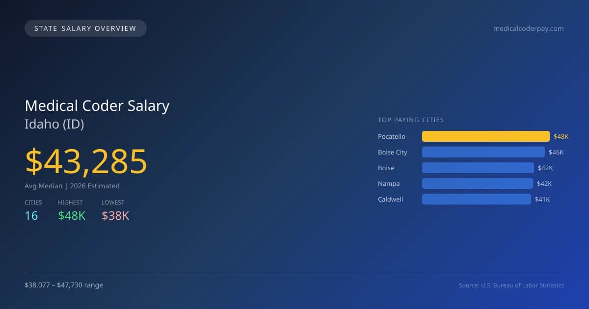 Medical Coder Salary in Idaho - 2025 BLS Data Infographic