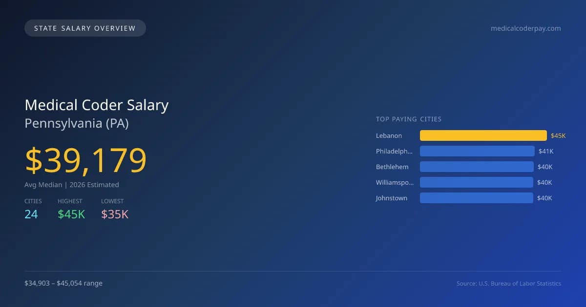 Medical Coder Salary in Pennsylvania - 2025 BLS Data Infographic