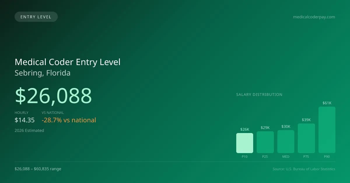 Medical Coder Entry Level Salary in Sebring, FL — 2026 est., based on 2025 BLS