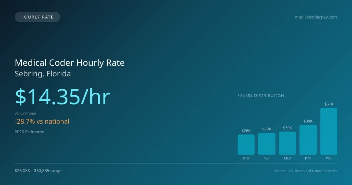 Medical Coder Hourly Rate in Sebring, FL — 2026 est., based on 2025 BLS