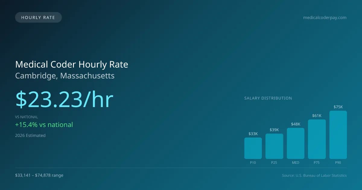 Medical Coder Hourly Rate in Cambridge, MA — 2026 est., based on 2025 BLS