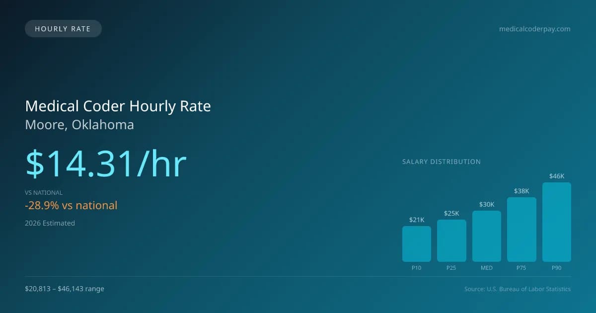Medical Coder Hourly Rate in Moore, OK — 2026 est., based on 2025 BLS