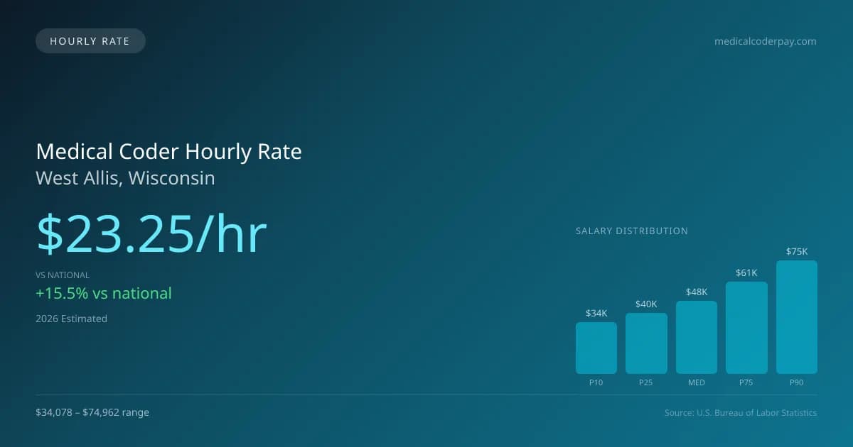 Medical Coder Hourly Rate in West Allis, WI — 2026 est., based on 2025 BLS