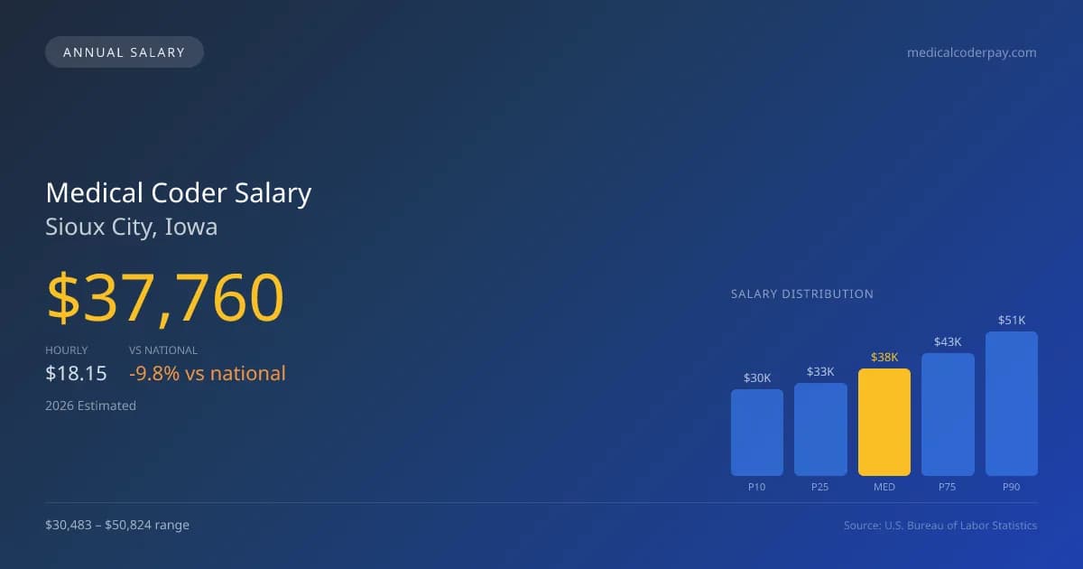 Medical Coder Salary in Sioux City, IA โ 2026 est., based on 2025 BLS