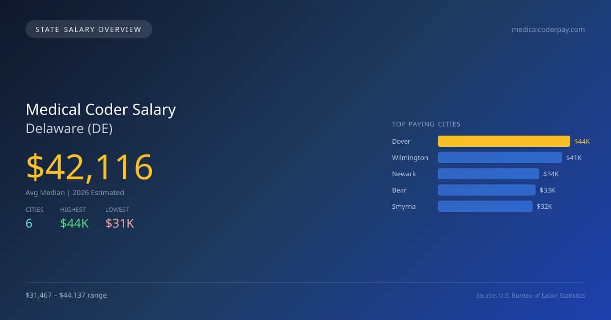 Medical Coder Salary in Delaware - 2025 BLS Data Infographic