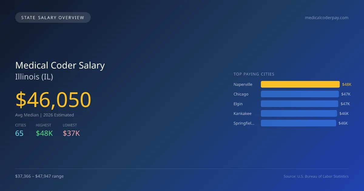 Medical Coder Salary in Illinois - 2025 BLS Data Infographic