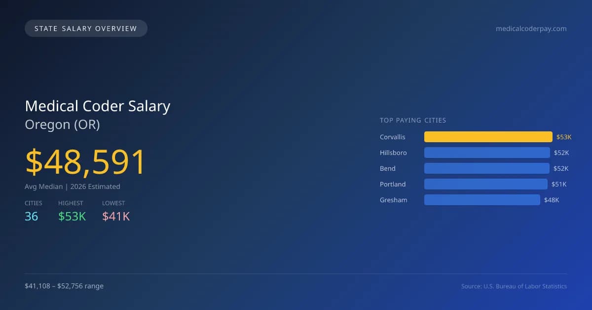Medical Coder Salary in Oregon - 2025 BLS Data Infographic