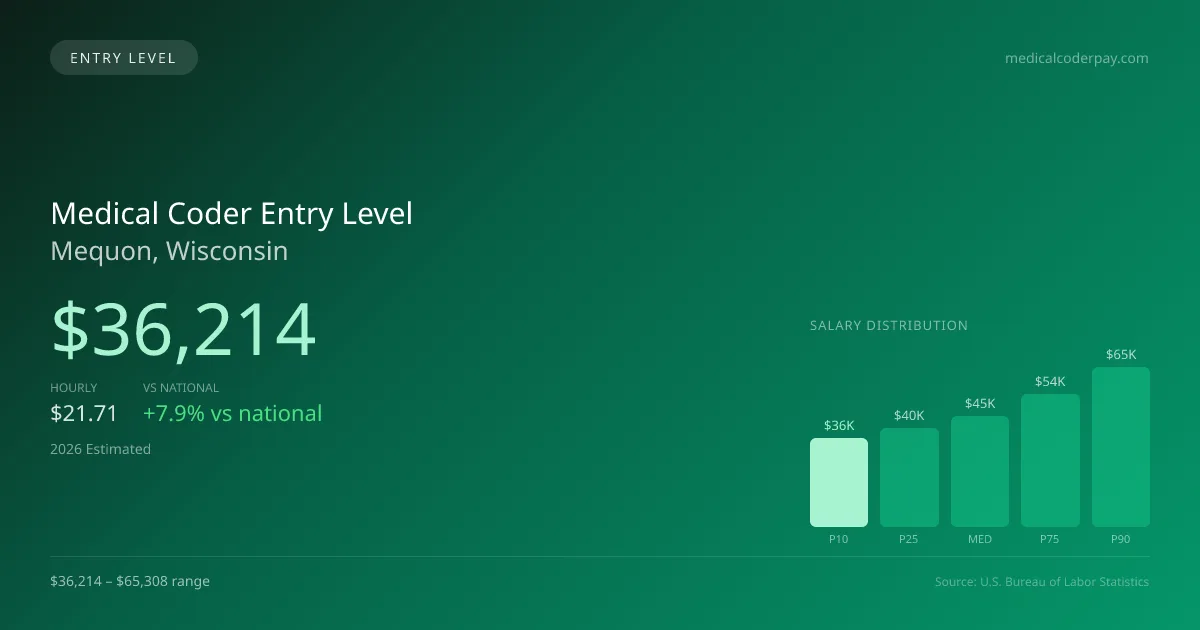 Medical Coder Entry Level Salary in Mequon, WI — 2026 est., based on 2025 BLS
