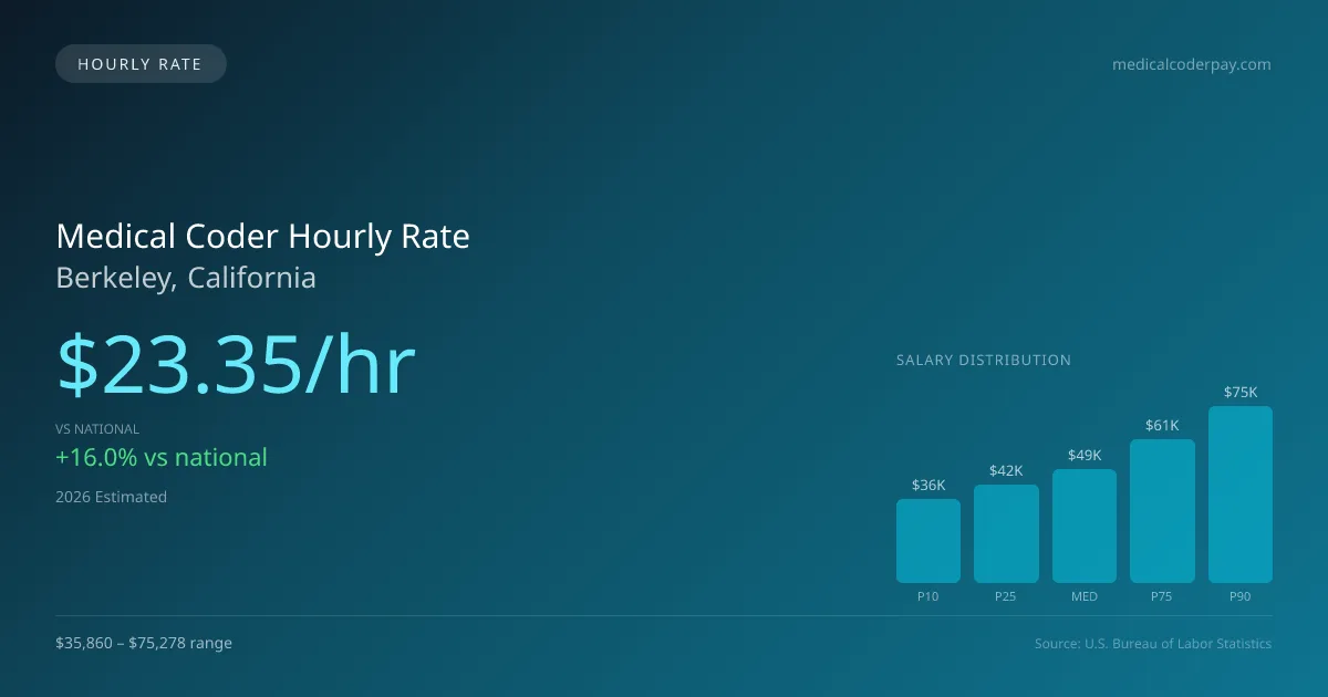 Medical Coder Hourly Rate in Berkeley, CA — 2026 est., based on 2025 BLS