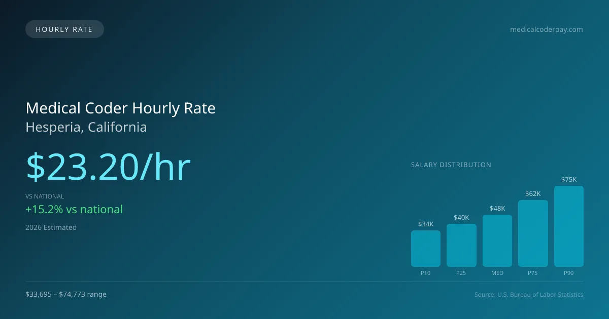 Medical Coder Hourly Rate in Hesperia, CA — 2026 est., based on 2025 BLS