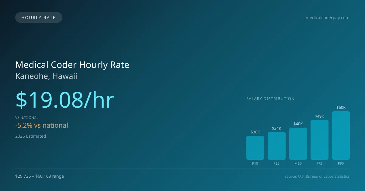 Medical Coder Hourly Rate in Kaneohe, HI — 2026 est., based on 2025 BLS