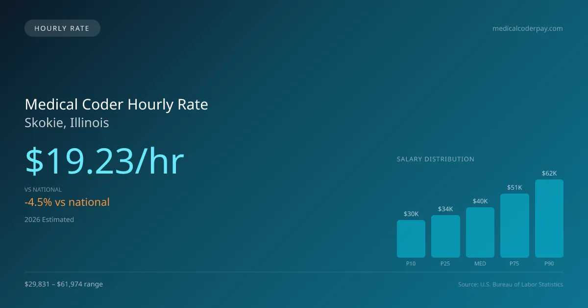 Medical Coder Hourly Rate in Skokie, IL — 2026 est., based on 2025 BLS