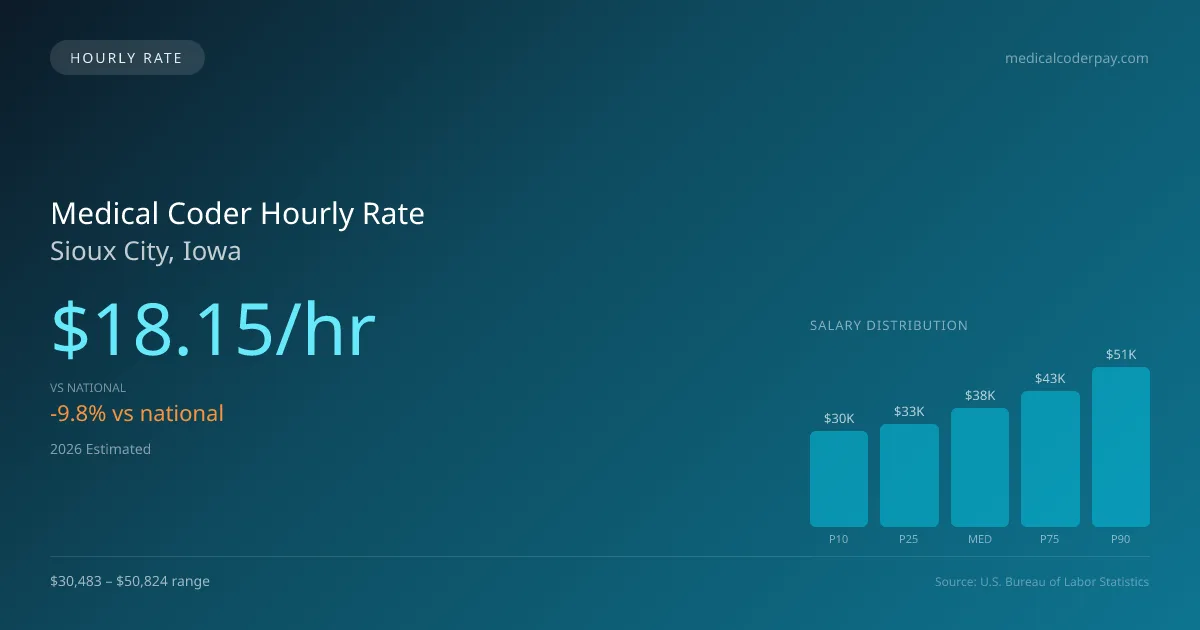 Medical Coder Hourly Rate in Sioux City, IA — 2026 est., based on 2025 BLS