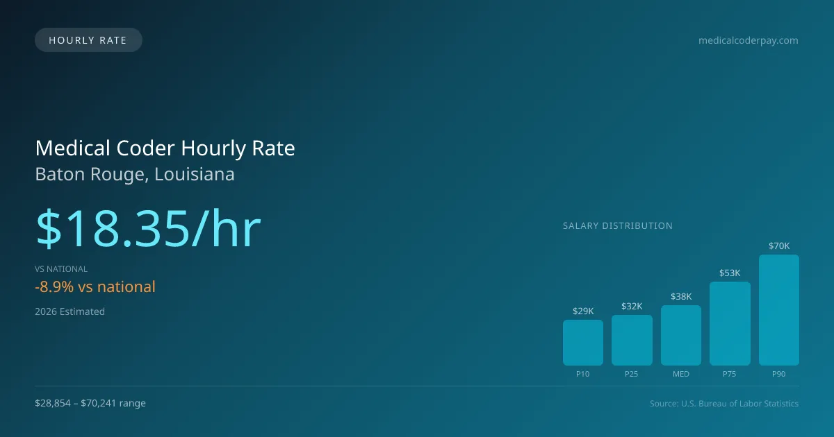 Medical Coder Hourly Rate in Baton Rouge, LA — 2026 est., based on 2025 BLS