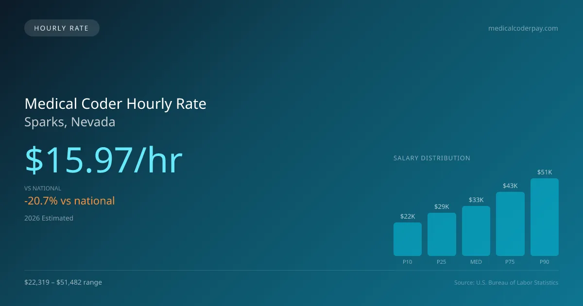 Medical Coder Hourly Rate in Sparks, NV — 2026 est., based on 2025 BLS