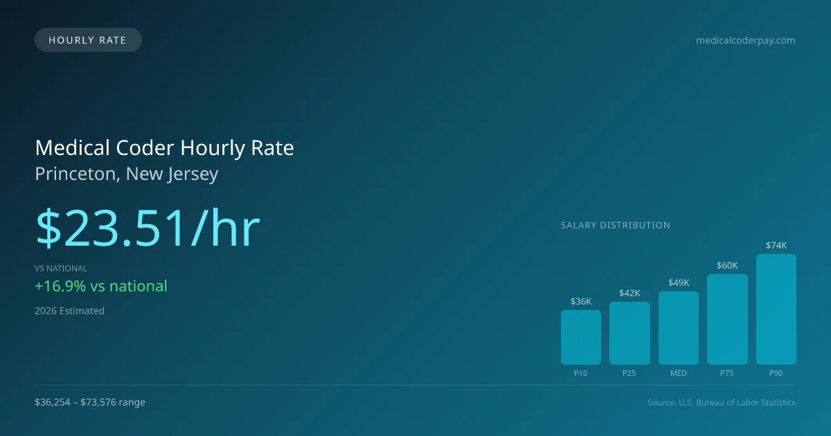 Medical Coder Hourly Rate in Princeton, NJ — 2026 est., based on 2025 BLS