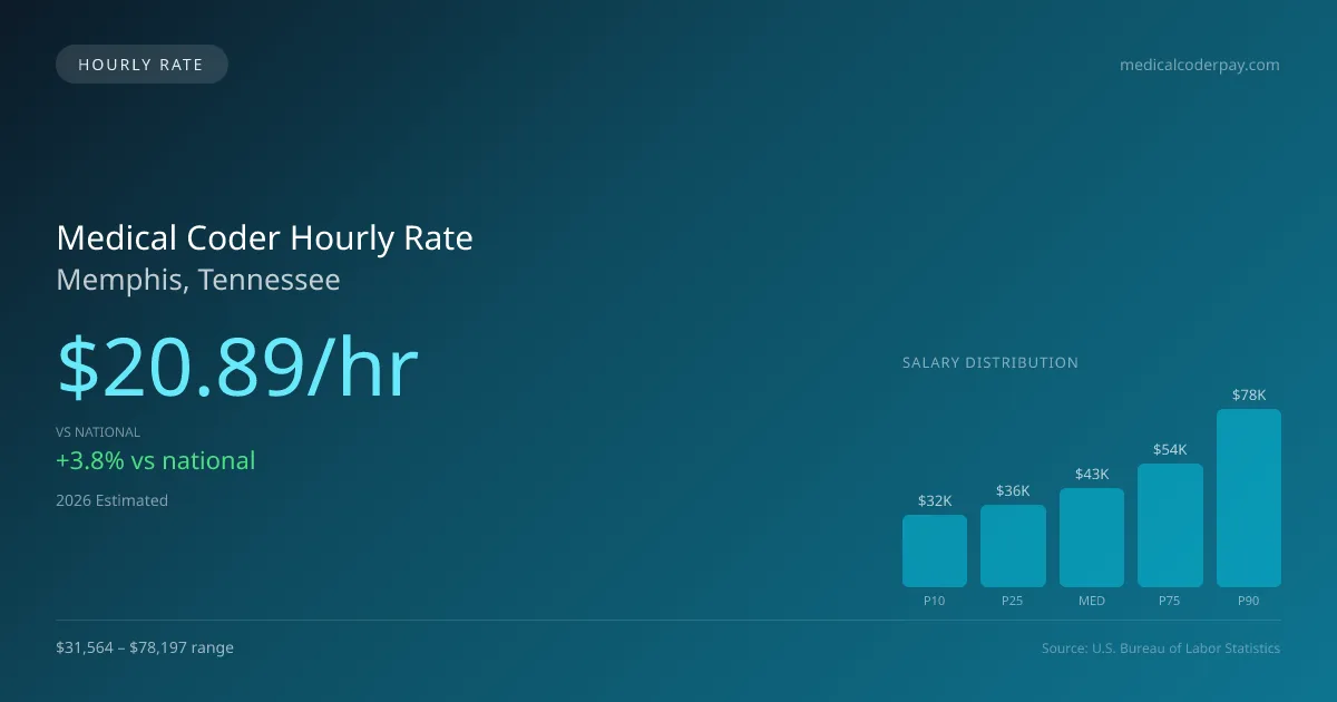 Medical Coder Hourly Rate in Memphis, TN — 2026 est., based on 2025 BLS