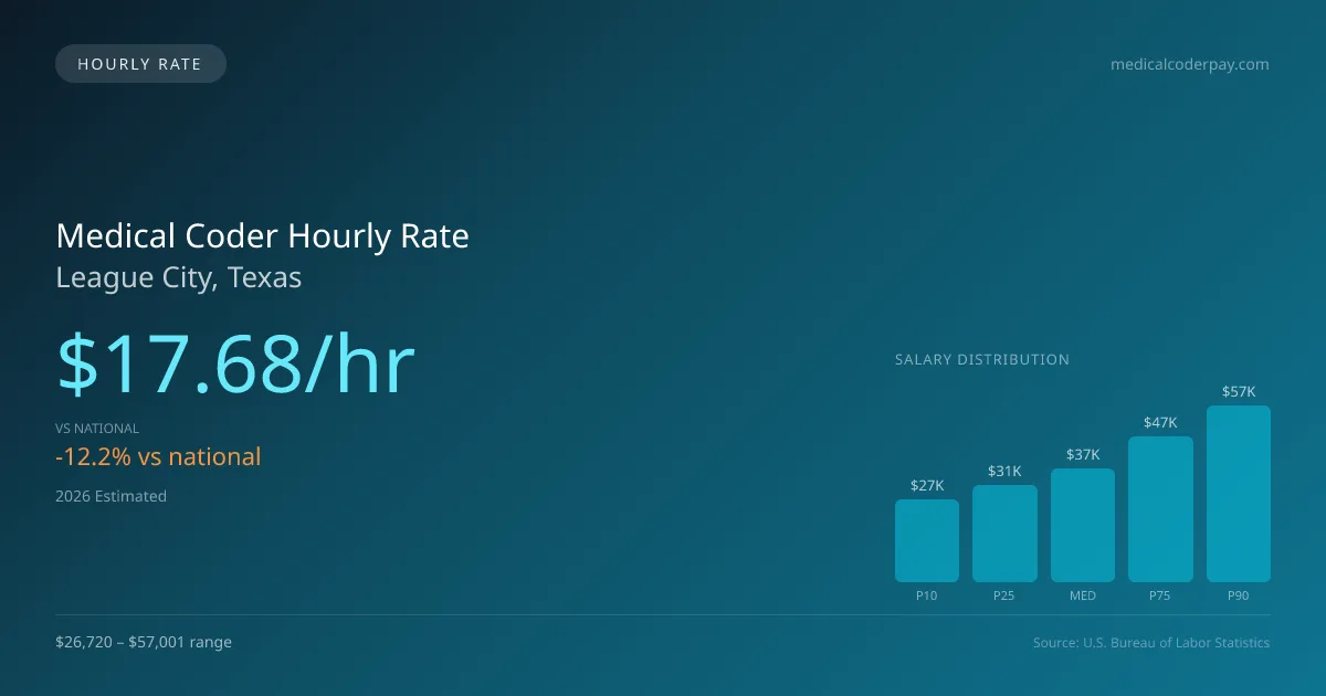 Medical Coder Hourly Rate in League City, TX — 2026 est., based on 2025 BLS