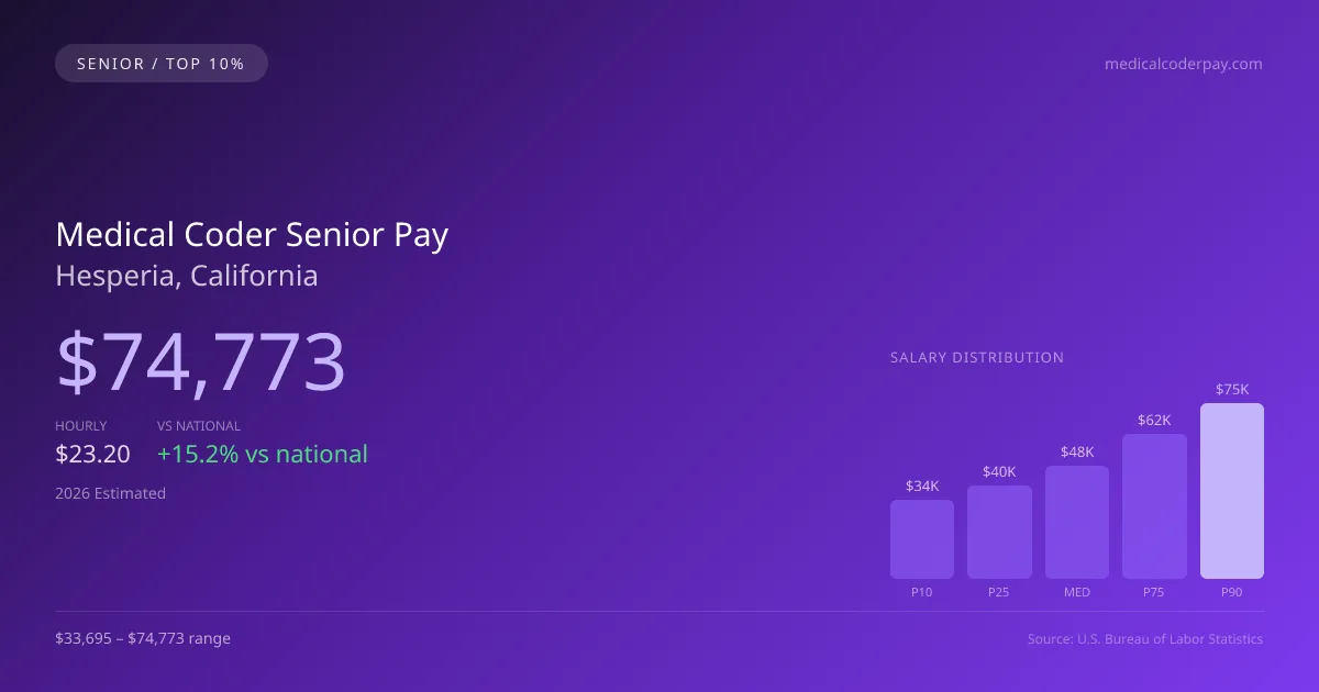 Medical Coder Senior Salary in Hesperia, CA — 2026 est., based on 2025 BLS