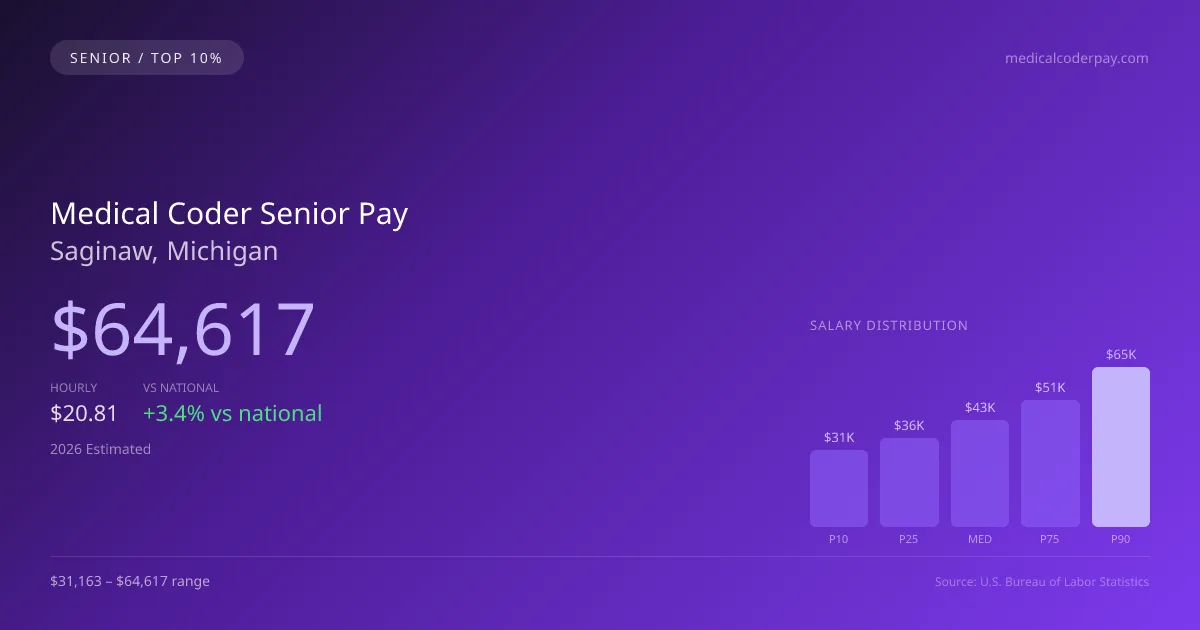 Medical Coder Senior Salary in Saginaw, MI — 2026 est., based on 2025 BLS