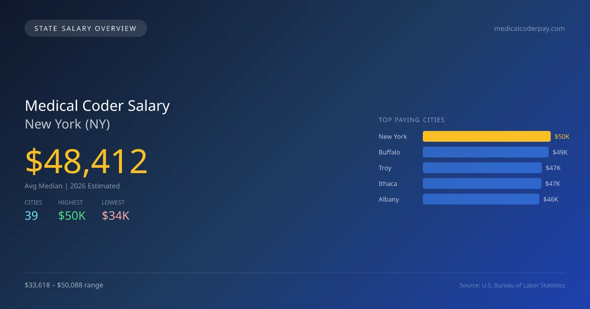 Medical Coder Salary in New York - 2025 BLS Data Infographic